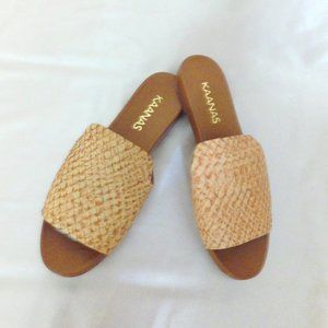 KAANAS Womens Letica Leticia Snake Skin Leather Pool Slide